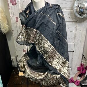 Source Unknown Black and Silver Scarf